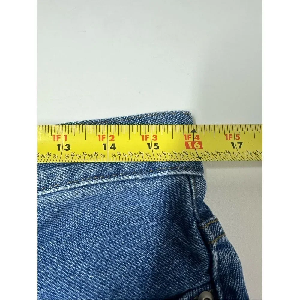 George Mens Regular Jeans Cropped Blue Denim Distressed 31X26 Frayed Hem Pockets